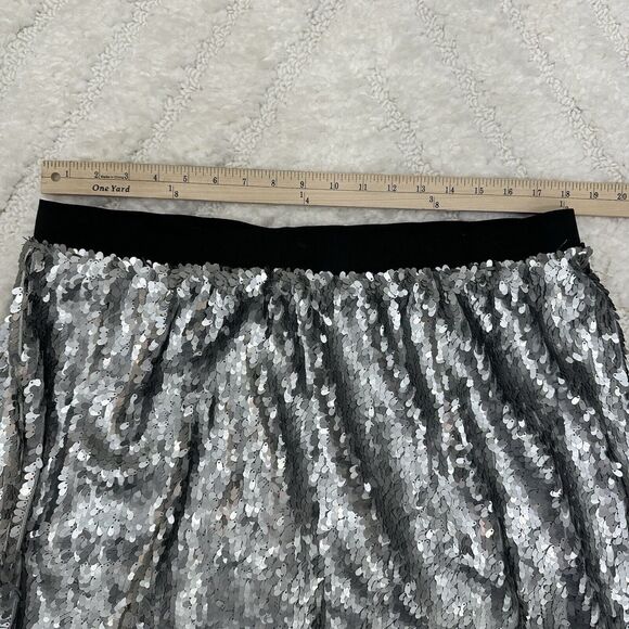 Cato Skirt Sz 18W 20W Silver Sequin Mini Pull On Party Flapper Shaker Statement - Picture 8 of 10